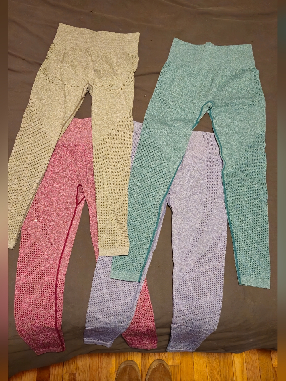 Women's Seamless Ribbed Leggings - Olive, Wine, Cornflower, Green